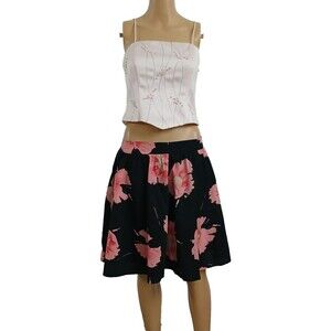xhilaration 100% Cotton XL Skirt Floral Flare Above Knee Tropical Hawaiian